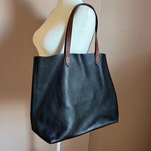 Madewell Transport Black Brown Leather Tote Bag Purse